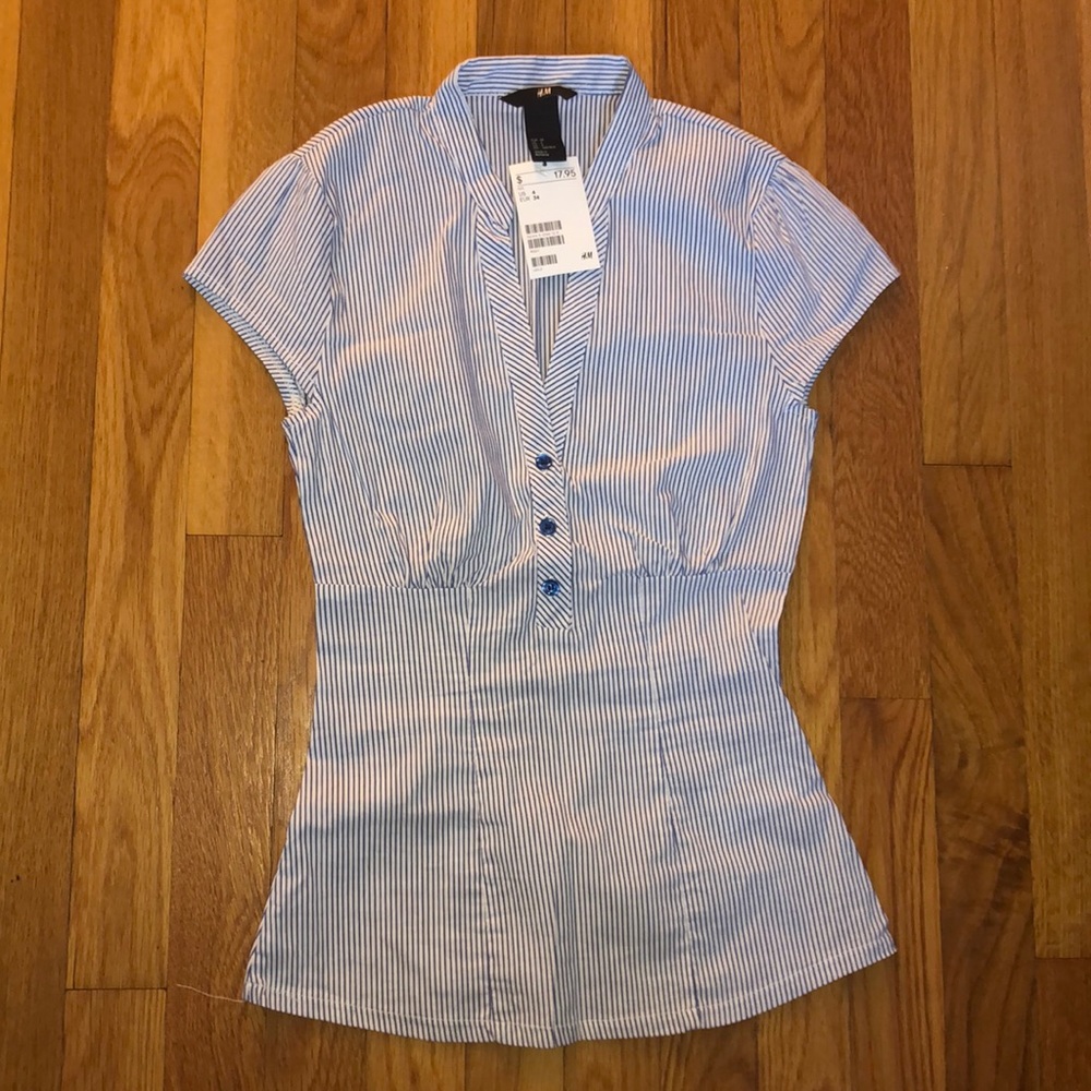 H&M striped cap sleeve shirt